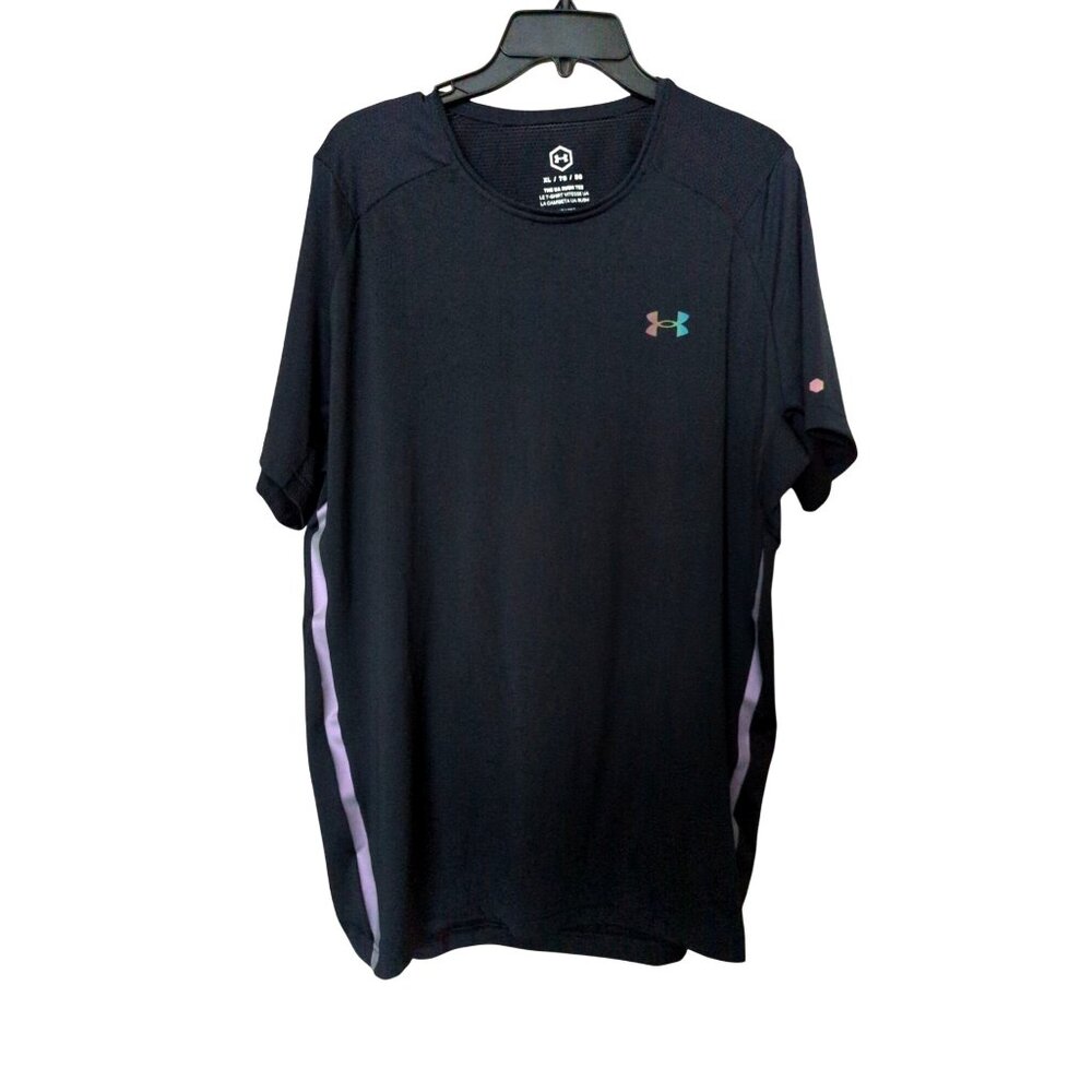 Under Armour Mens UA Rush Fitted Tee Black XL Polyester/Elastane-lp302